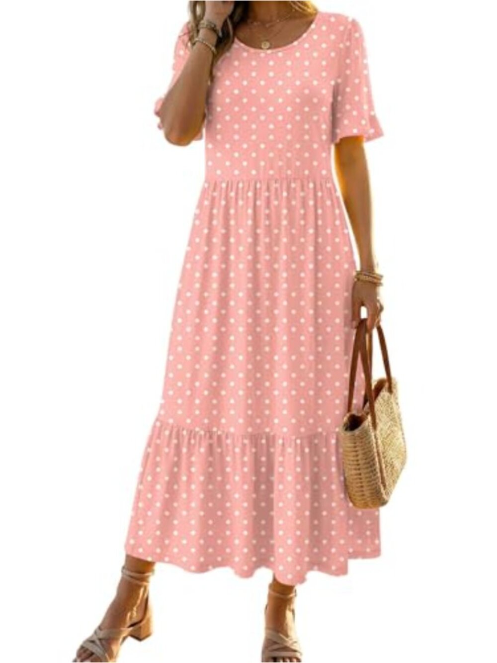 Ruffle Short Sleeve Tiered Midi Dress with Pockets | Summer Casual Beach
